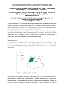 FORMAÇÃO ARENITO CAIUÁ: USO, OCUPAÇÃO DO SOLO E