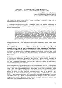 A enfermagem numa vis&atilde;o transpessoal