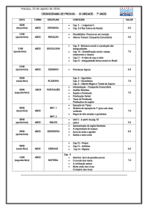 CRONOGRAMA DE PROVAS - III UNIDADE