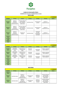 CURSO DE EDUCAÇÃO FÍSICA HORÁRIO DE AULAS 2º