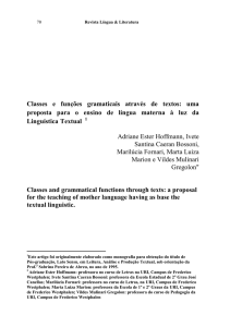 Classes e funções gramaticais através de textos: uma proposta para