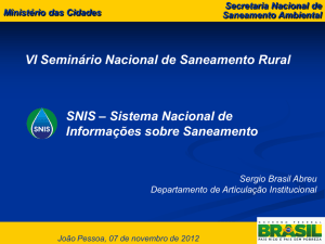 SNIS – Sistema Nacional de Informações sobre Saneamento