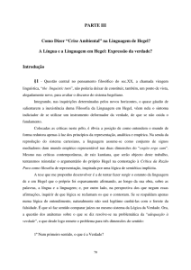 PARTE III Como Dizer “Crise Ambiental” na Linguagem de Hegel? A