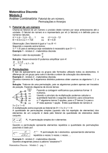 Matemática Discreta Módulo 2 Análise Combinatória: Fatorial de um