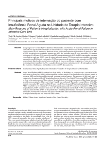 Principais motivos de internação do paciente com