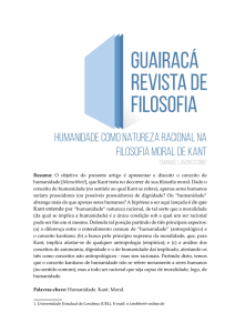 HUMANIDADE COMO NATUREZA RACIONAL NA FILOSOFIA