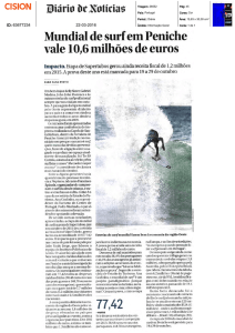 Mundial de surf em Peniche vale 10,6 milhões de euros