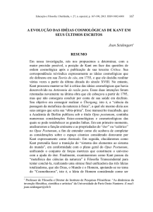 A EVOLUÇÃO DAS IDÉIAS COSMOLÓGICAS DE KANT EM SEUS