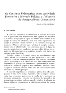 Os Contratos Urbanísticos como Actividade Económica e Mercado