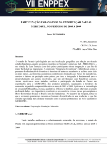 participação paranaense na exportação para o mercosul
