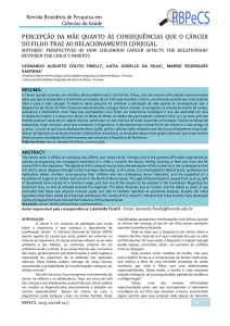 percepção da mãe quanto às consequências que o câncer do filho