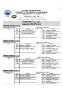 CALENDÁRIO / Fundamental I AVALIAÇÃO DE GRUPOS 2016