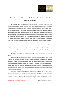 Crise Financeira Internacional e Política Monetária no Brasil