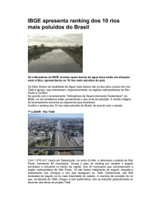 IBGE apresenta ranking dos 10 rios mais poluídos do Brasil