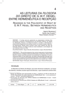 AS LEITURAS DA FILOSOFIA DO DIREITO DE G. W. F. HEGEL