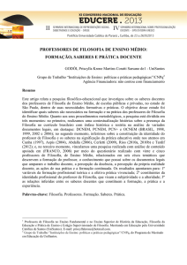 PROFESSORES DE FILOSOFIA DE ENSINO MÉDIO: FORMAÇÃO