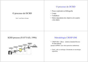 O processo de DCBD O processo de DCBD KDD process (FAYYAD