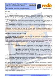 Rochas, estrutura geológica e relevo