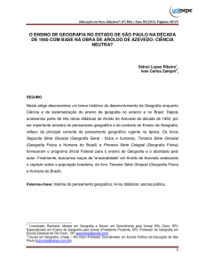 O Ensino de Geografia no Estado de São Paulo na Década de 1950