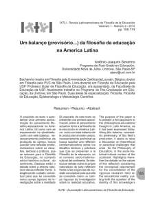 Um balanço (provisório...) da filosofia da educação na America Latina