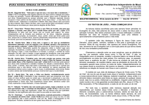 Boletim 5 de janeiro 2014 - 1ª Igreja Presbiteriana Independente