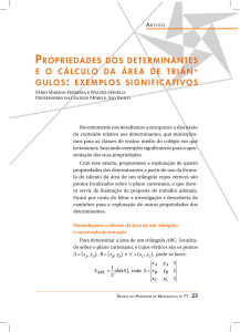 Propriedades dos determinantes e o cálculo da área de triângulos