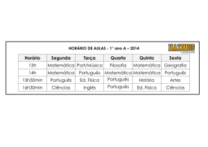 Horário Segunda Terça Quarta Quinta Sexta 13h Matemática Port