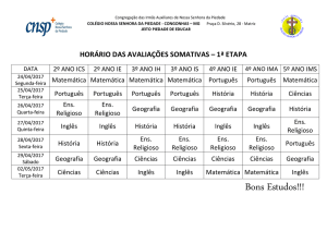 Cronograma das Avaliações Somativas – 1ª Etapa