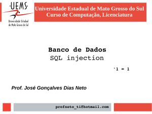 Banco de Dados SQL injection
