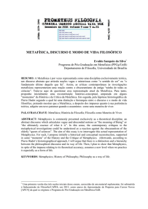 metafísica, discurso e modo de vida filosófico