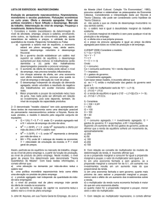 LISTA DE EXERCÍCIOS - MACROECONOMIA Evolução do