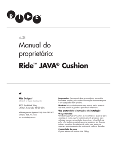 Ride™ JAVA® Cushion Manual do proprietário