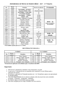 Cronograma de Provas - 2º trimestre