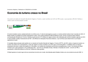 Economia do turismo cresce no Brasil