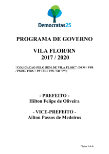 PROGRAMA DE GOVERNO VILA FLOR/RN 2017 / 2020