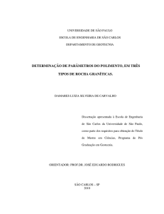determinação de parâmetros do polimento, em três tipos de rocha