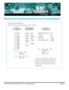 nomenclatura dos hidrocarbonetos com cadeias normais