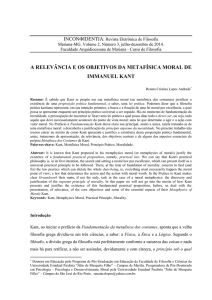 a relevância e os objetivos da metafísica moral de immanuel kant