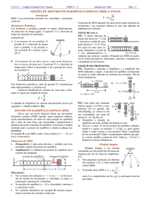 NOÇÕES DE MOVIMENTO HARMÔNICO