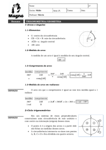 1–Arcos e ângulos AB : arco 2–Ciclo trigonométrico Resumo