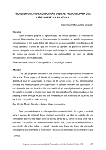 PROCESSO CRIATIVO E COMPOSIÇÃO MUSICAL: PROPOSTA