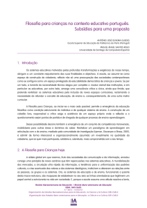Filosofia para crianças no contexto educativo português. Subsídios