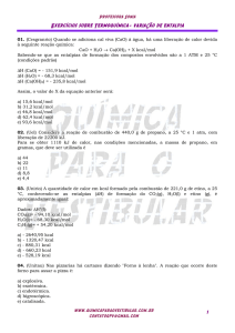 Exercícios sobre Termoquímica