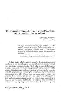 é legítimo o uso da literatura no processo de transmissão da filosofia?