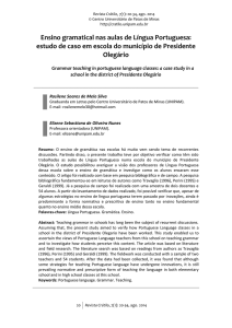 Ensino gramatical nas aulas de Língua Portuguesa: estudo de caso