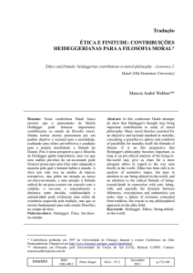 intuitio Tradução ÉTICA E FINITUDE: CONTRIBUIÇÕES