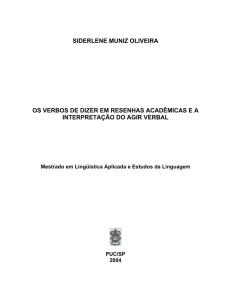 SIDERLENE MUNIZ OLIVEIRA OS VERBOS DE DIZER EM