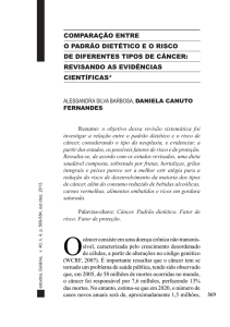 comparação entre o padrão dietético e o risco de diferentes tipos de