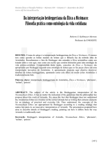 Da interpretação heideggeriana da Ética a Nicômaco