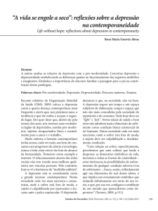 “A vida se engole a seco”: reflexões sobre a depressão na